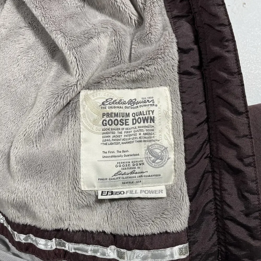 Eddie Bauer Maroon Goose Down Puffer Jacket 550 Fill Power Small